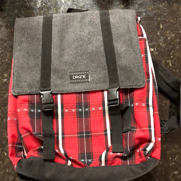 Dakine Handbags - Dakine red plaid backpack